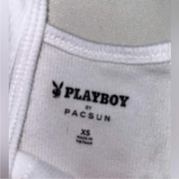 Women’s White Playboy Crop Tank Top Xs - Picture 4 of 7